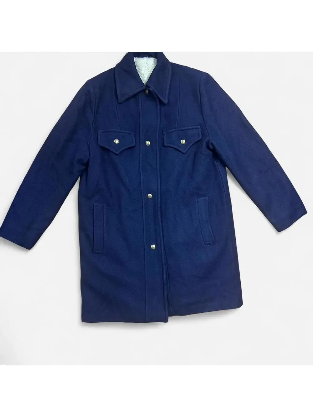 1960s Union Made Navy Wool Sherpa Lined Women’s Jacket Small